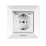 Розетка Panasonic 1вн. біла з/з зі шторками з кришкою WNTC0210-2WH (12шт/уп)